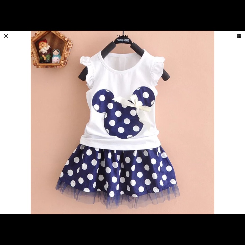 New sweet blue & white girls 2 pc skirt set - Picture 1 of 3